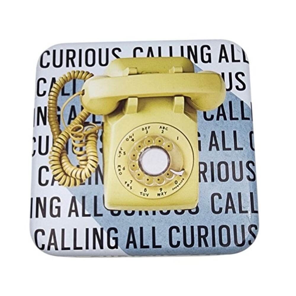 2018 Fossil Square Tin Watch Box, Calling All Curious, Retro Rotary Telephone